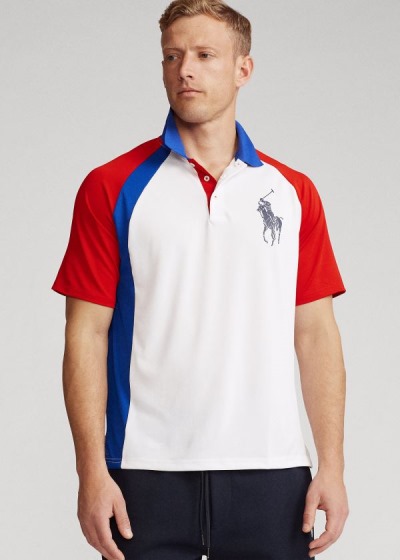 Camisa Polo Polo Ralph Lauren Hombre Blancos / Multicolor - Big Pony Tech Piqué - JOSDA5134